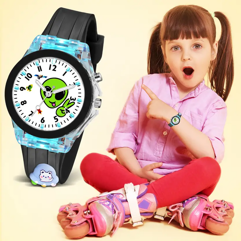 Selloria 3D Cartoon Analog Light Watch for Kids (Alien)