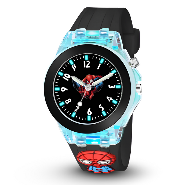 Selloria 3D Cartoon Analog Light Watch for Kids (Spiderman)