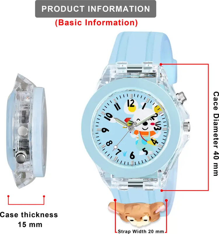Selloria 3D Cartoon Analog Light Watch for Kids (Bear)