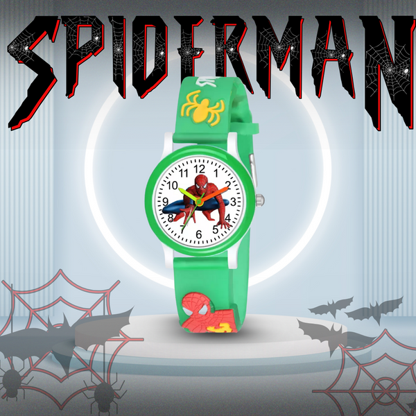 Selloria Spiderman Cartoon Kids watch Round Dial (Green)