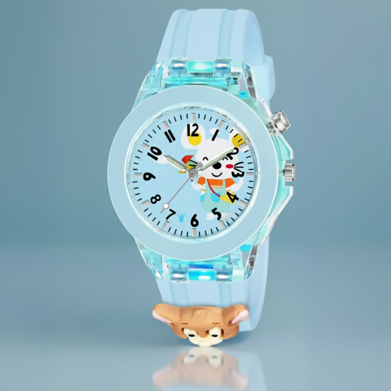 Selloria 3D Cartoon Analog Light Watch for Kids (Bear)