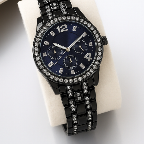Selloria Stainless Steel Analogue Watch for Women (Black)
