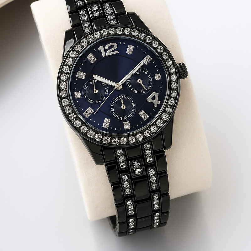 Selloria Stainless Steel Analogue Watch for Women (Black)