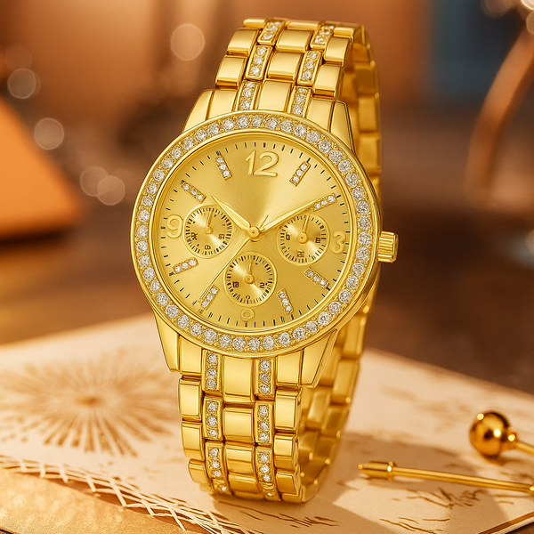 Selloria Stainless Steel Analogue Watch for Women (Gold)