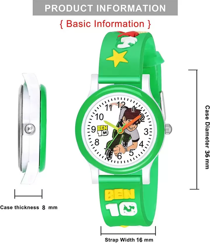 Selloria Benten Cartoon Kids watch Round Dial (Green)