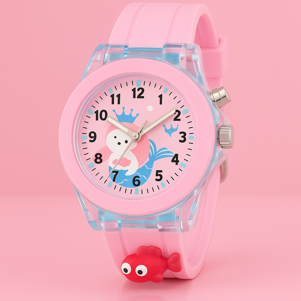 Selloria 3D Cartoon Analog Light Watch for Kids (Mermaid)
