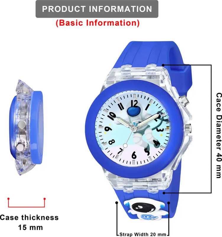 Selloria 3D Cartoon Analog Light Watch for Kids (Astronaut)