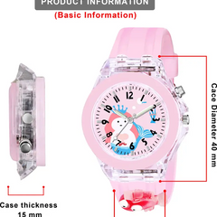 Selloria 3D Cartoon Analog Light Watch for Kids (Mermaid)