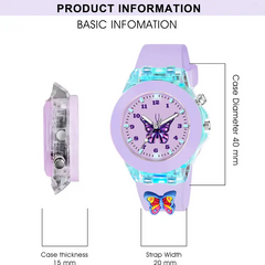 Selloria 3D Cartoon Analog Light Watch for Kids (Butterfly)