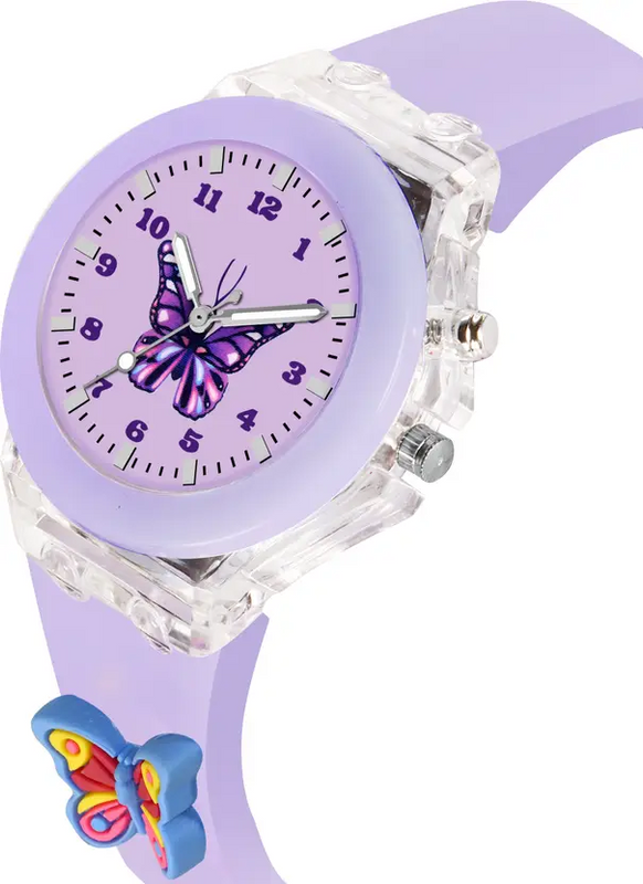 Selloria 3D Cartoon Analog Light Watch for Kids (Butterfly)