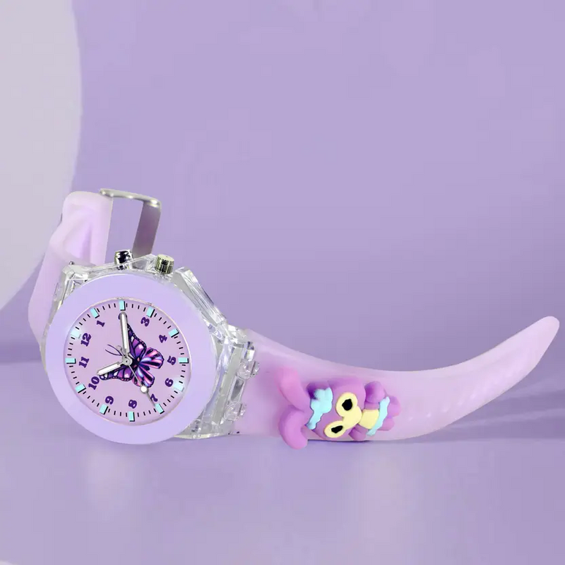 Selloria 3D Cartoon Analog Light Watch for Kids (Butterfly)