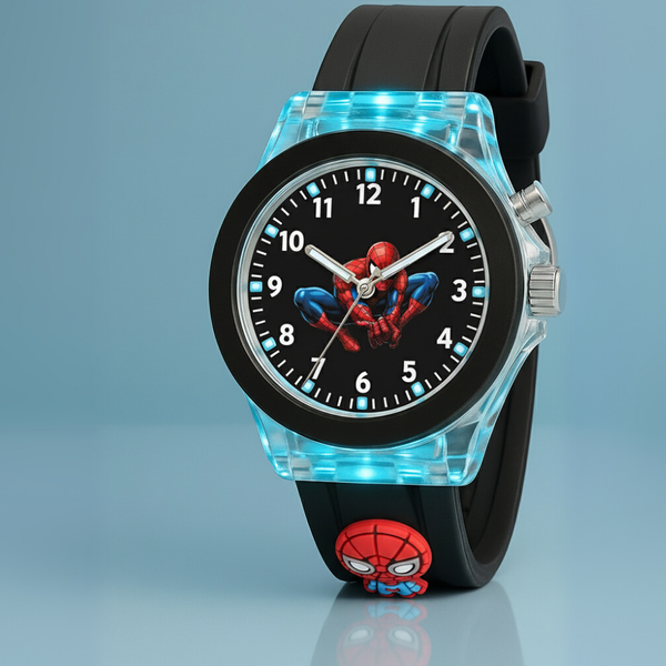 Selloria 3D Cartoon Analog Light Watch for Kids (Spiderman)